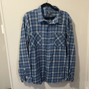 Hurley Flannel Shirt Mens Extra Large Long Sleeve Soft Blue Plaid Pockets Logo